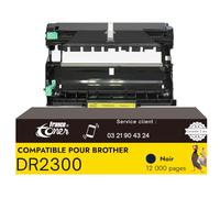 FranceToner - DR-2300 - Tambour Compatible Brother DR2300 Noir - pour Imprimantes Brother HL-L2300D, L2340DW, L2360DN, L2365DW, L2520DW, L2540DW, MFC-L2700DN, L2700DW, L2720DW, (DR2300 Noir)