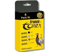 FranceToner HP 364XL Pack de 4 Cartouches d'encre Cyan, Magenta, Jaune et Noire Compatible Cartouches d'encre Remplacement pour HP 364 XL (CB323EE)