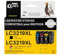 FranceToner - LC3219XL - Cartouche Compatible pour Brother LC3219 XL - pour Encre Brother lc3219xl Noir Cyan Magenta Jaune - pour Imprimante MFC-J5330, J5335, J5730, J5830DW, J5930, J6530
