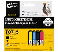 FranceToner - T0715 - Cartouches Encre Compatibles pour Epson T0711 T0712 T013 T014 Guépard - pour Stylus SX400 SX510W BX610FW SX200 DX4400 SX100 SX218 SX515W DX9400F BX600FW SX415 SX610FW DX8400