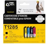 FranceToner - T1285 Cartouches Compatibles pour Epson T1281 T1282 T1283 T1284 - Encre Haute Qualité pour Imprimante Stylus SX235W SX230 S230 SX125 SX130 SX420W SX425W SX430W SX435W SX438W SX440W