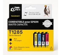 FranceToner - T1285 - Cartouches Encre Compatibles Epson T1281 T1282 T1283 T1284 - Pack pour Epson Stylus SX230 SX125 S230 SX130 SX420W SX425W SX430W BX305FW SX440W SX435W SX438W SX445W SX235W