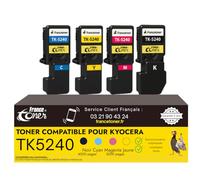 FranceToner - TK-5240 - Toners Compatibles pour Kyocera TK5240 Noir Cyan Magenta Jaune - pour Imprimantes Laser ECOSYS M5526cdw M5526cdnP5026cdw P5026cdn - TK-5240K TK-5240C TK-5240M TK-5240Y