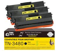 FranceToner - TN-3480 - Toner Laser Compatible Brother TN3480 Noir - Pack de 3 Cartouches Haute Qualité - pour Brother HL 5200dw, dcp l5500, l5500dn, HL l5000, mfc l5700 (TN3480 Pack de 3)