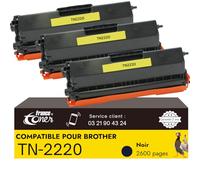 FranceToner - TN2220 - Toner Laser Compatible pour Brother TN-2220 Pack de 3 - pour Brother pour MFC-7360N DCP-7055 HL-2130 MFC-7460DN HL-2240 HL-2240D HL-2250DN FAX-2840 FAX-2940 (TN2220 Pack de 3)
