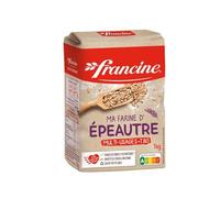 FRANCINE Farine d'Épeautre T80 - 1 kg - Sachet recyclable - Source de fibres et protéines - Multi-usages pour pâtisserie et cuisine saine - Lot de 3