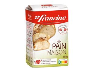 FRANCINE - Farine pour Pain Maison - Pour Pâte Moelleuse et Bien Gonflée - Machine à Pain ou à la Main - Blé Français - le paquet de 1,5 kg - Le Lot De 3