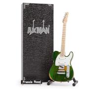 Francis Rossi (Status Quo) : réplique de guitare miniature verte vieillie - Cadeaux de musique - Ornemental fait à la main Échelle 1/4 - Comprend une boîte de présentation, une étiquette de nom et un