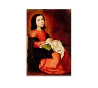 Francisco De Zurbaran - Impression sur toile représentant la Vierge Marie en train de prier - Décoration murale sans cadre - 40 x 60 cm