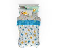 Franco Adventure Time Finn & Jake Parure de lit réversible 5 pièces Super Douce et Confortable avec taie d'oreiller, lit Simple, (Produit sous Licence Officielle)