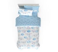 Franco Cinnamoroll Parure de lit réversible 5 pièces Super Douce et Confortable avec taie d'oreiller, lit Simple, (Produit sous Licence Officielle)