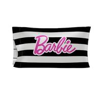 Franco Collectibles Barbie Barbicore Taie d'oreiller Standard en Satin Soyeux à Rayures Noir et Blanc 50,8 x 76,2 cm pour Cheveux et Peau (Produit sous Licence Officielle)