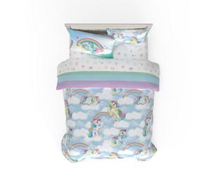 Franco Collectibles My Little Pony Parure de lit Classique rétro Arc-en-Ciel 7 pièces Super Douce avec Couvre-Oreiller, Grand lit, (Produit sous Licence Officielle)