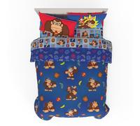 Franco Collectibles Nintendo Donkey Kong Gaming Parure de lit 7 pièces Super Douce réversible avec Couvre-Oreiller, lit Double, (Produit sous Licence Officielle)