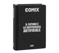 Franco Cosimo Panini COMIX - Agenda quotidien 16 mois, agenda scolaire 2024-2025 pour garçons et filles, avec couverture rigide, idéal pour l'école supérieure, 13 x 17,8 cm, noir et argent