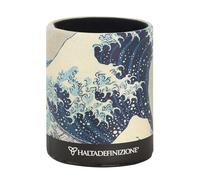 Franco Cosimo Panini Halta Definizione Porte-stylo de bureau avec extérieur en carton rigide imprimé avec une œuvre d'art de Kanagawa et base antidérapante, F.to 19,5 cm Hauteur x 7 diamètre, vague