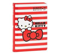 Franco Cosimo Panini Agenda 2026/2027 Hello Kitty – Journalier, couverture rigide, rayé rouge/blanc