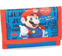 Franco Cosimo Panini Super Mario - Portefeuille Officiel Super Mario avec Fermeture éclair Pratique et Compartiments intérieurs, idée Cadeau pour Enfants et Adolescents, Bleu et Rouge