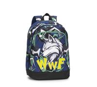 Franco Cosimo Panini WWF - Sac à dos scolaire officiel WWF, 2 grands compartiments, 1 poche avant, 2 poches latérales n filet, bretelles rembourrées, dos et fond thermoformés, fermetures à glissière,