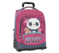 Franco Cosimo Panini WWF - Sac à dos scolaire Trolley officiel WWF, poignée réglable, bretelles rembourrées et réglables, roues Ø 90 mm remplaçables, fond préformé imperméable, 36 x 47 x 23 cm,