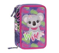 Franco Cosimo Panini WWF - Trousse d'école Officielle WWF, Trousse 3 Compartiments Enfant et Fille avec kit de Papeterie, Stylo effaçable Bleu et Pratique Fermeture à glissière, 20 x 13 x 7 cm, Rose,