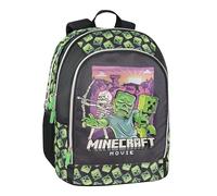 Franco Cosimo Panini Zaino Scuola Org.Minecraft, Minecraft Movie Sac à Dos d'école Mixte Enfant, Noir/Vert, Medium
