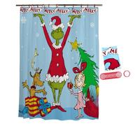 Franco Dr. Seuss The Grinch Holiday Lot de 13 Rideaux de Douche et Anneaux, Produit sous Licence Officielle