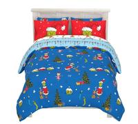 Franco Grinch by Dr. Seuss Holiday & Christmas Bedding Super Soft Comforter and Sheet Set with Sham, 7 Piece Queen Size (Official Dr. Seuss Product)