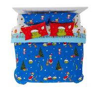Franco Grinch by Dr. Seuss Parure de lit 7 pièces Super Douce avec Couvre-oreillers pour très Grand lit (Produit Officiel Dr. Seuss)