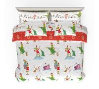 Franco Grinch by Dr. Seuss Parure de lit 7 pièces Super Douce avec Couvre-oreillers pour très Grand lit (Produit Officiel Dr. Seuss)