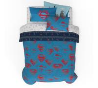 Franco Parure de lit Superman DC Comics pour Enfants en Microfibre Super Douce et Confortable avec taie d'oreiller, 7 pièces pour lit Double, (Produit sous Licence Officielle)