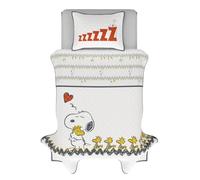 Franco Peanuts Snoopy & Woodstock Parure de lit 2 pièces Super Douce et Confortable pour lit Simple avec Couvre-lit et taies d'oreiller Motif Snoopy & Woodstock