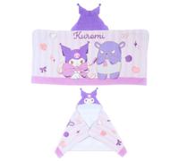 Franco Sanrio Kuromi Serviette de bain/piscine/plage en coton doux à capuche pour enfants, 61 x 127 cm (produit sous licence officielle)