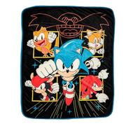 Franco Sonic The Hedgehog Parure de lit en Peluche Douce Sherpa pour Enfants, 127 x 152,4 cm (Produit sous Licence Officielle)