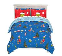Franco The Grinch by Dr. Seuss Parure de lit de Vacances Super Douce avec taie d'oreiller, 7 pièces pour Grand lit