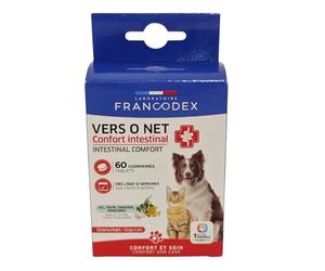 Francodex - vers O Net 60 comprimés Confort Intestinal pour Chiens et Chats