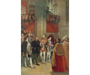 François Ier et Charles V visitant les tombes de Saint-Denis Paris France d'après le tableau d'Antoine-Jean Gros. François I 1494 1547. Roi de France Charles V 1500 1558. Saint Empereur Romain