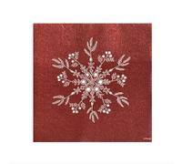 FRANCOISE PAVIOT - Lot de 20 Serviette de Table Intissé 40 X 40 cm Fleur des Neiges Rouge