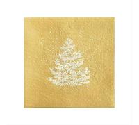 FRANCOISE PAVIOT - Lot de 20 Serviette de Table Intissé 40 X 40 cm Sapin Roi des Forêts Or