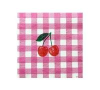 FRANCOISE PAVIOT - Lot de 20 Serviettes DE Table INTISSE 25 X 25 CM Cerise Vichy Rose