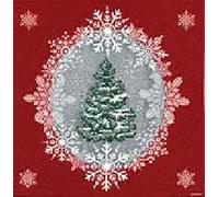 FRANCOISE PAVIOT - Lot de 20 Serviettes DE Table INTISSE 40 X 40 CM Beau Sapin Rouge