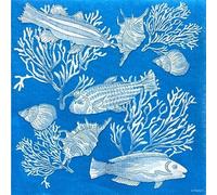 FRANCOISE PAVIOT - Lot de 20 Serviettes en Papier intissé 40x40 cm Fonds Marins