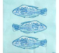 FRANCOISE PAVIOT - Lot de 20 serviettes en papier intissé 40x40 cm Poisson Lumineux Bleu