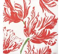 FRANCOISE PAVIOT - Lot de 20 serviettes en papier intissé 40x40 cm Tulipe Rouge
