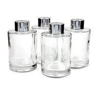 Frandy House - Lot de 4 pots diffuseurs en verre avec bouchons Lot de 4 - 10,7 cm de haut, 120 ml Accessoires pour diffuser du parfum - Kit de rechange.