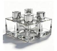 Frandy Lot de 4 flacons diffuseurs carrés en verre avec bouchons, petite taille 6,35 cm, 50 ml pour ensembles de diffuseurs à bâtonnets de rechange