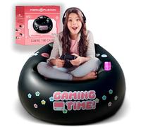 FranFusion Fauteuil de jeu gonflable rose pour enfants et adolescents avec porte-gobelets et poche latérale - Ce pouf gonflable est le meuble parfait pour la décoration de salle de jeu