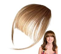 Frange à cheveux humains - Perruque douce à franges véritable pour femme - Avec cadre pour le visage - Facile à utiliser - Avec temple - Accessoire de mode pour petite amie - Accessoire de mode pour