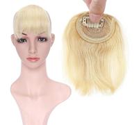 Frange a Clip Cheveux 1 pièces Clips droits en Mini frange Extension de cheveux humains Remy pièces supérieures cheveux brésiliens frange avant blonde Fausse Frange(#613)