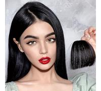 Frange a Clip Cheveux Air Bangs outils de coiffure Extension de cheveux à clipser frange de cheveux humains postiche naturelle femmes pince à frange Fausse Frange(Noir)